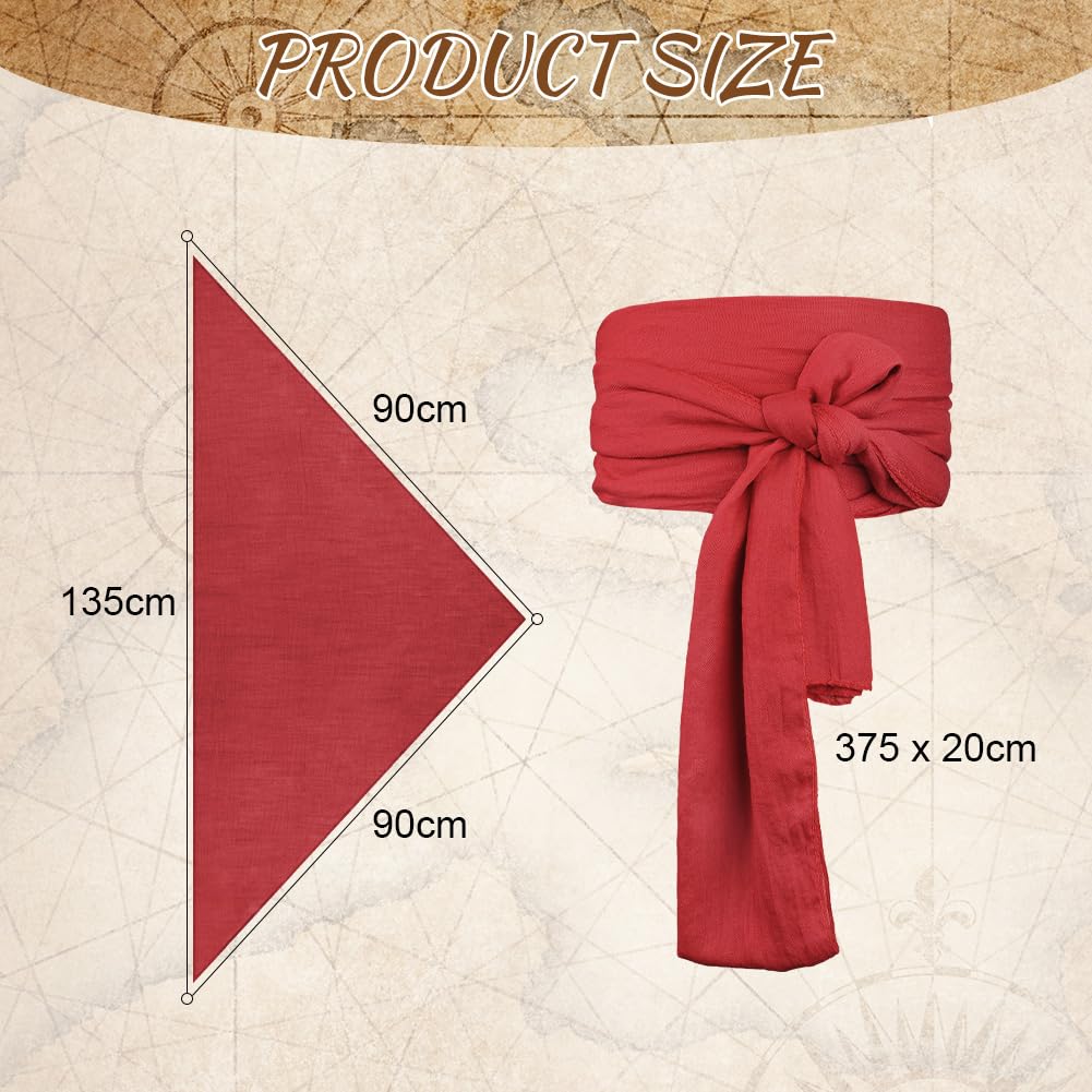 Alaoo Kit Accessori Pirata, Capitano Pirata Costume Accessori, Accessori Costume da Pirata con Cintura Bandana da Pirata, Accessori per Costume da Pirata per Halloween Carnevale Festa