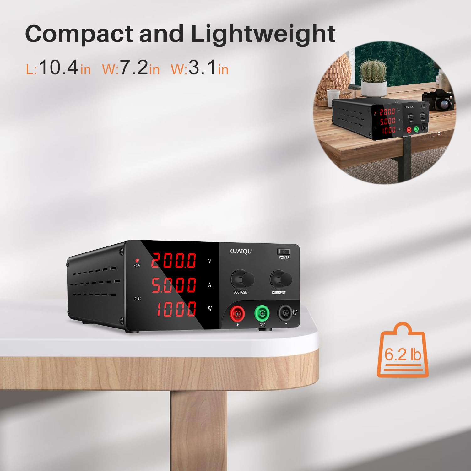 Fuente de Alimentación Regulable 200V 5A 1000W Alta Tensión Fuente de Alimentacion de Banco con Codificador Alta Potencia Alimentación de Laboratorio Ajustable con Salida Estable y Precisa