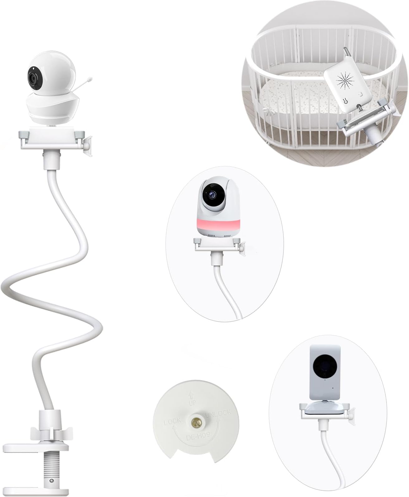 Derebir Baby Camera Monitor Mount Holder Compatible with Babysense ‎V43_2CAM ...