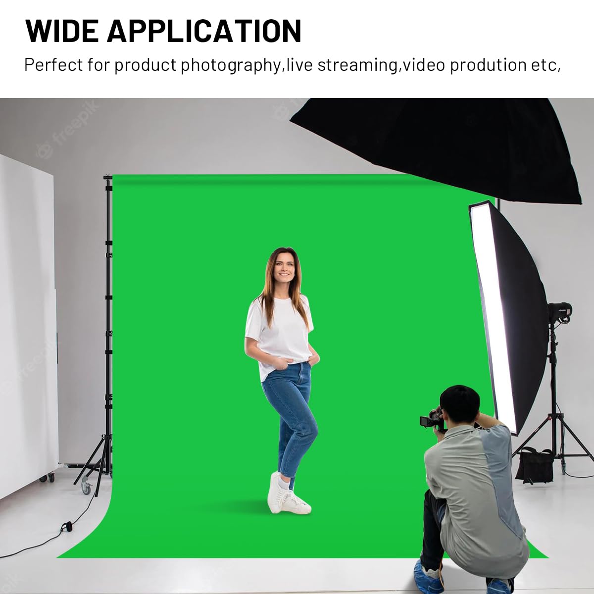 Sfondo verde per fotografie, grande sfondo fotografico, 3 x 5,8 m, per streaming e zoom, tenda verde in mussola, per registrazione video e servizi fotografici