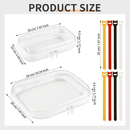 Miniatura 2 de 2 fundas de viaje transparentes para artículos electrónicos, caja de almacenamiento de cables impermeable con 8 bridas para cables, fundas rígidas