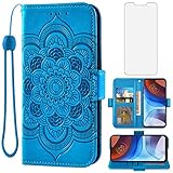 Compatible with Moto E7 Power/Motorola E7i Power/Lenovo K13 Wallet Case Tempered Glass Screen...
