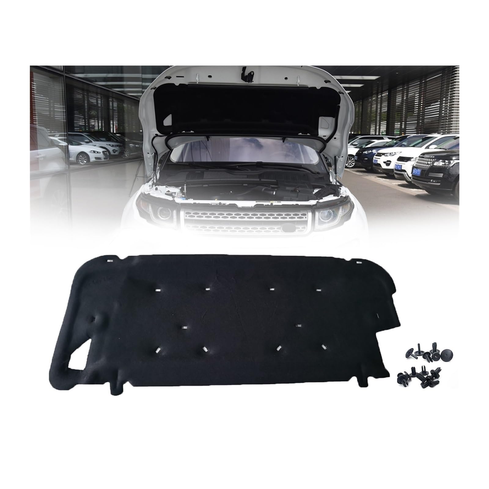 Dlkaddkgf One Color Front Engine Hood Insulation Pad Heat Sound Cotton Soundproof Mat Cover Foam Fireproof Compatible For Land Rover Evoque 2011-2018