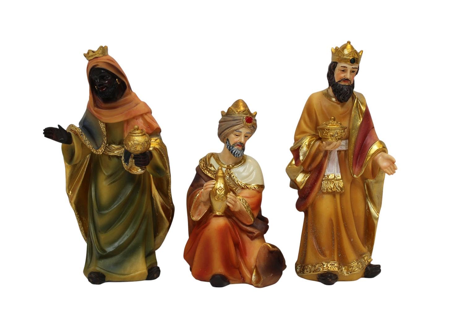 ZICOM Krippenfiguren Miniaturfiguren Heilige DREI Könige Höhe 14cm (Caspar, Melchior und Balthasar) handbemalt Polyresin, Modellbau Puppenhaus