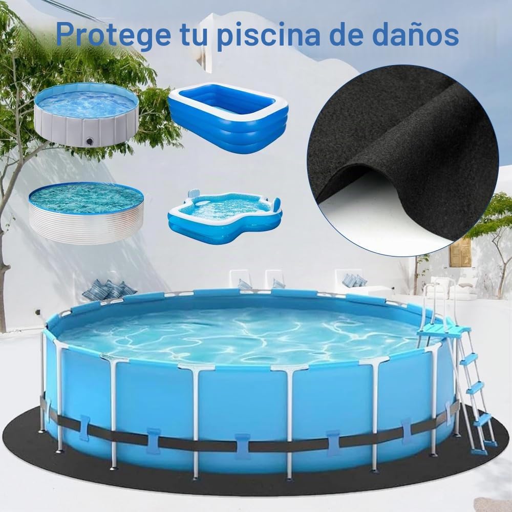 Lotvic Tapiz Suelo Piscina, 3,7 m Tapiz Suelo Piscina Redonda, Alfombra Piscina Suelo, Antideslizante, Resistente A La Rotura, Almohadilla para Revestimiento de Piscina para Piscinas sobre el Suelo