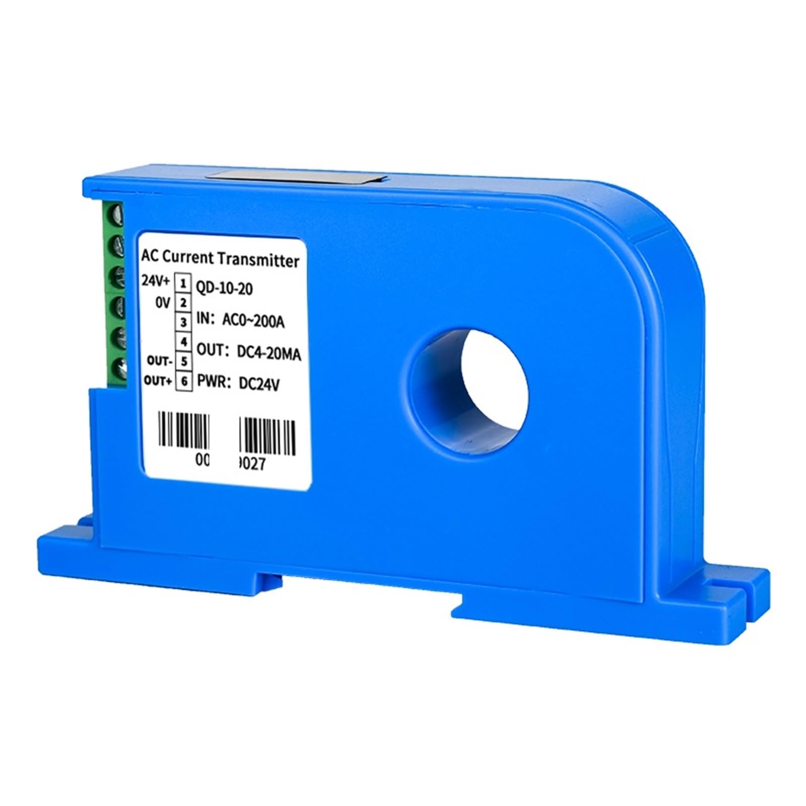 Perforowany czujnik prądu typu Din, RS485 4-20mA 0-10 V amperowy czujnik ampera, przetwornik prądu (otwór 20 mm, AC0-500A_4-20MA OUTPUT_DC24V POWER SUPPLY)