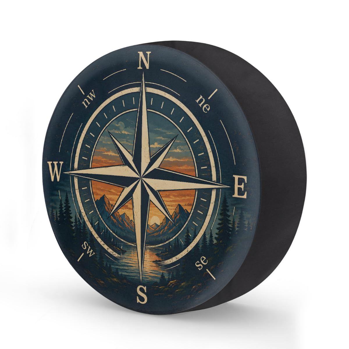 Retro Mountain Compass Spare Tire Cover Wheel Covers Protectors Waterproof Dust-Proof Universal Fit Trailer, RV, SUV and Many Vehicle 16 Inch,C-07