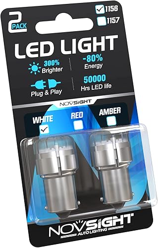 NOVSIGHT Bombilla LED 1156 300 rojo más brillante 1141 bombilla de freno LED P21W 7506 bombilla de repuesto para luces traseras paquete de 2