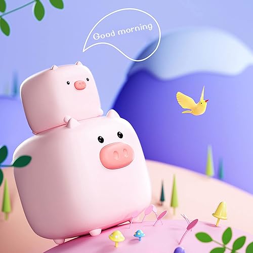 Miniatura 2 de DHBREK Reloj despertador adorable cerdo rosa, reloj despertador digital con puertos USB y luz nocturna, decoración perfecta para el dormitorio para