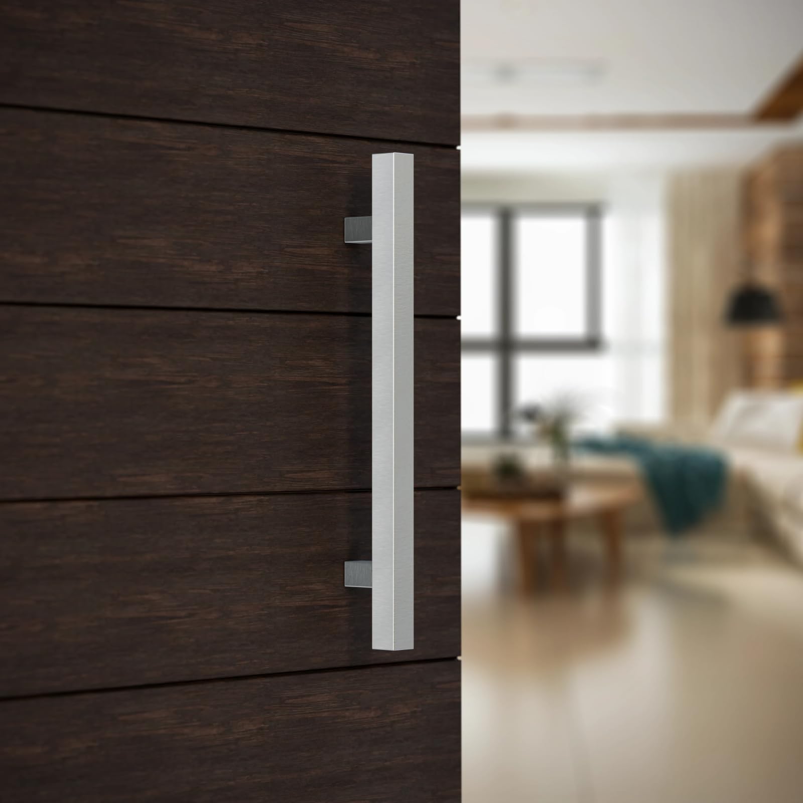 Maniglione in Acciaio Inox Satinato 30x30 mm – Diritto, Lunghezza 500 mm, Interasse 350 mm – Per Porte Interne, Esterne, Blindate, Vetro, Negozi
