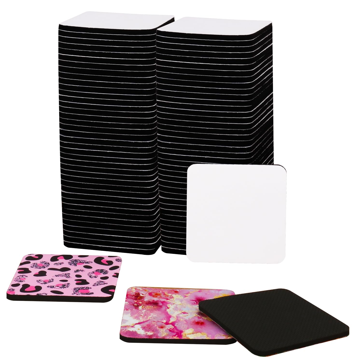 110 PCS 4 Inch Square Sublimation Blanks Coasters, 4x4 Inch Blank Cup Coasters, DIY Crafts Compatible, Perfect for Heat Transfer Projects, Painting,Sublimation by KUKLIPJIM