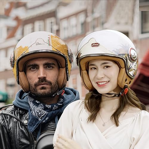 Miniatura 4 de Casco clásico de motocicleta 34 de verano, fresco, vintage, cara abierta, casco Vespa para adultos, hombres y mujeres, urbano, transpirable, cómodo,