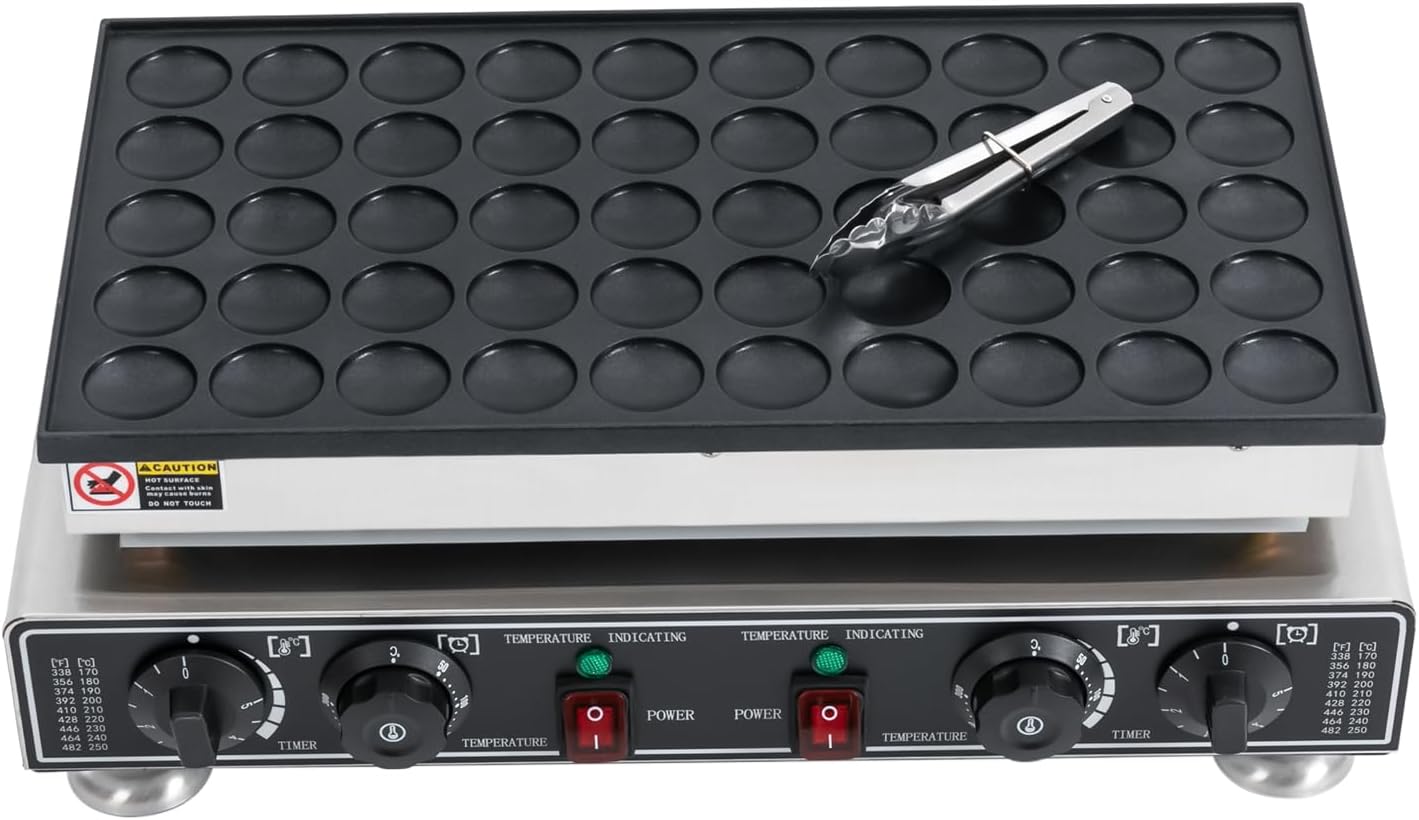 Mini Pancake Maker Machine, 50PCS Commercial Waffle Pancake Making Machine with Timer and Temperature Adjustment, 1800W 110V Mini Non-Stick Pancake Griddle for Home Restaurant