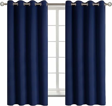 BGment Navy Blackout Curtains for Bedroom - Grommet Thermal Insulated Room Darkening Block Out Curtains for Living Room, Set of 2 Panels (52 x 63 Inch, Dark Blue)