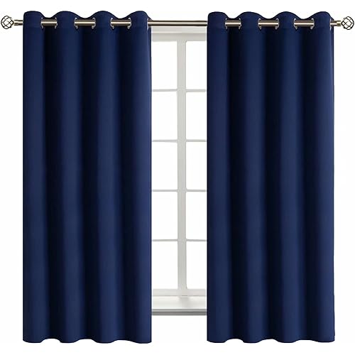 BGment Navy Blackout Curtains for Bedroom - Grommet Thermal Insulated Room Darkening Block Out Curtains for Living Room, Set of 2 Panels (52 x 63 Inch, Dark Blue)