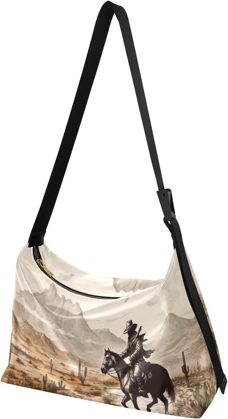 Kigai Western Desert Cowboys Crossbody Bag Hobo Handbag Purse Fashion PU Leather Shoulder Bags for Women