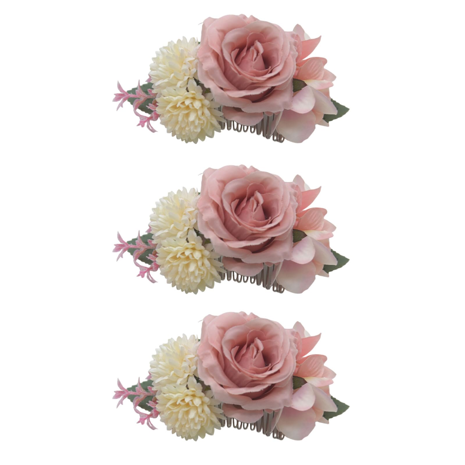 Tsophreniq 3Pcs Bride Wedding Hairpins Bridal Headpieces Bridesmaids Hair Pin Bridal Barrettes Artificial Flower Hair Side Combs Unique Fascinator