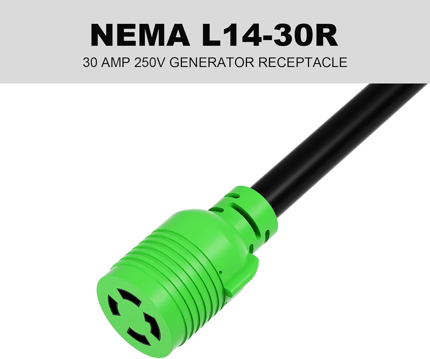 oviitech NEMA 14-50P to L14-30R Generator Transfer Switch Adapter Cord，250V, SJTW 10AWG*3C,50Amp Male to 30Amp Female Generator Welder Dryer RV EV Adapter Cord, 1.5FT,Green