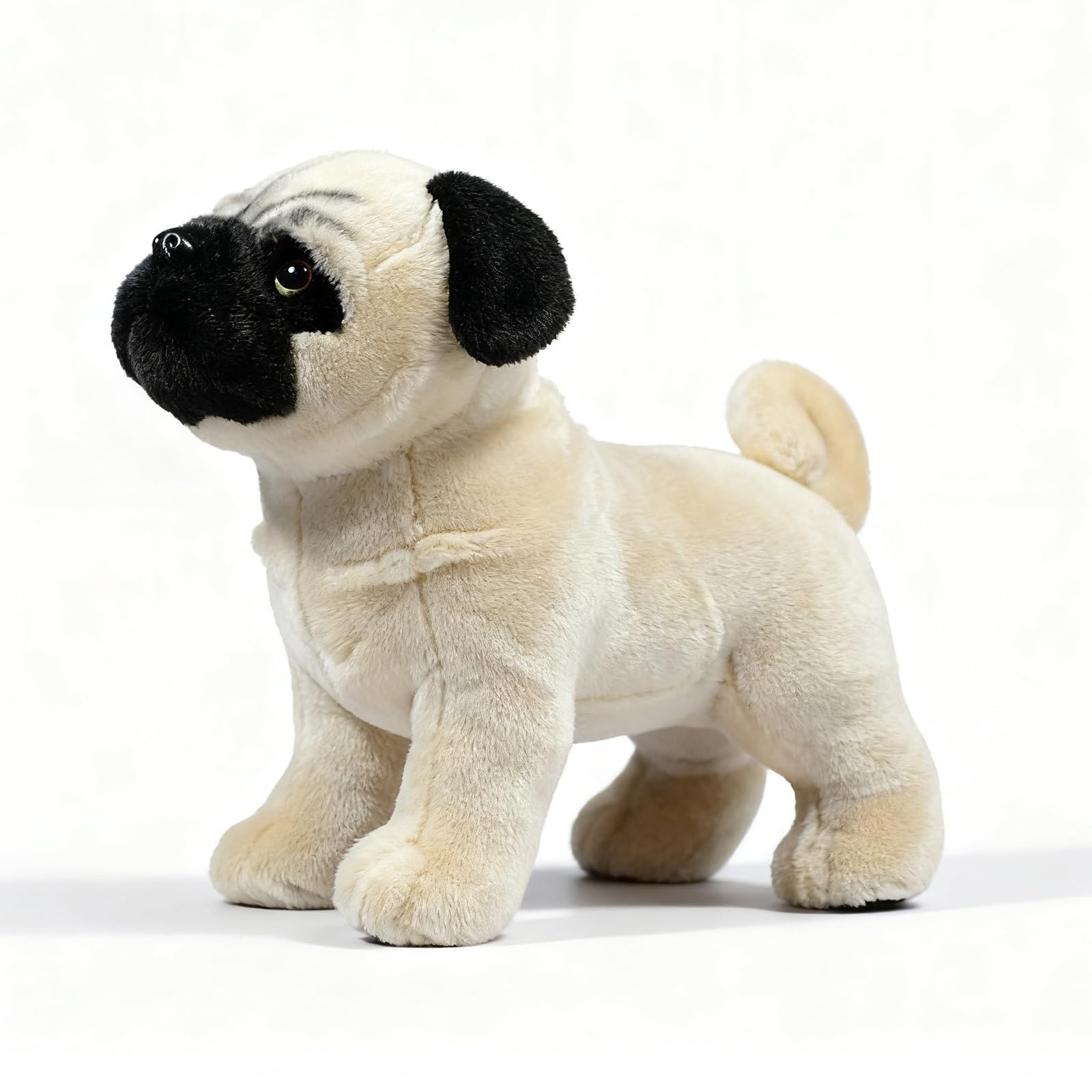 PuffPurrs Lifelike Pug Plush Toy, Realistic Mops Teddy Stuffed Animal, Cute Flat wrinkled face Dog Toy Gift, 27 CM/10 IN