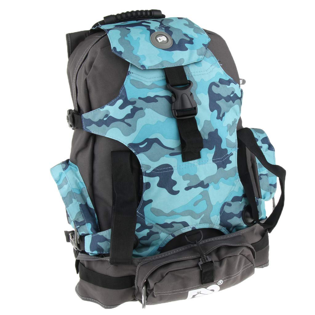 Mochila de viaje profesional con patines en línea, almacenamiento de patines para hombre y mujer, camuflaje azul