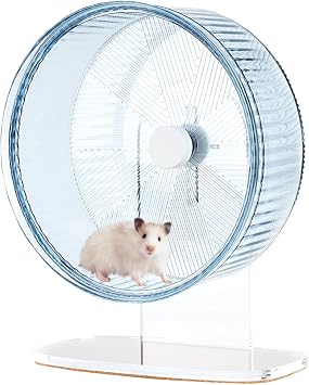 Super-Silent Hamster Exercise Wheel Silent Spin Toys Hamster Running Wheels with Height Adjustable Stand for Hamsters Gerbils Mice Or Other Small Animals -6.5inch Blue