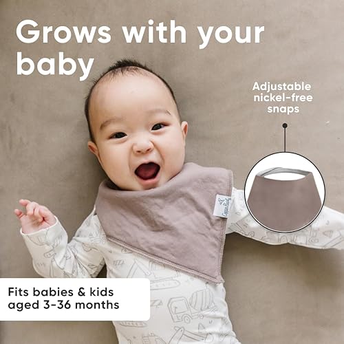 Miniatura 90 de Copper Pearl Paquete de 4 baberos de algodón suave para babeo y dentición, baberos absorbentes para bebés niñas y niños, ajustables para adaptarse a