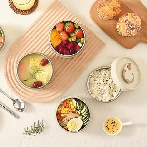 Miniatura 7 de Juego de contenedores de almuerzo aislados portátiles, caja Bento apilable de acero inoxidable con bolsa de almuerzo aislada, contenedores de