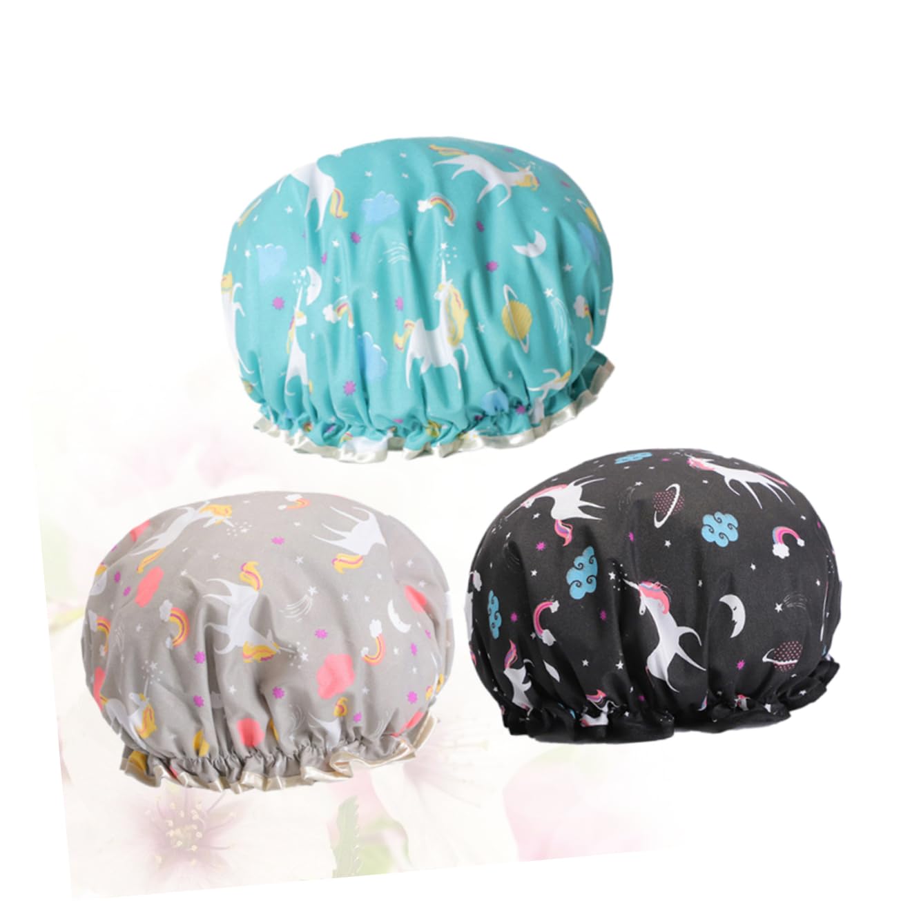 FRCOLOR 9stücke Cartoon Einhorn Duschhauben Doppelwandig Für Damen Lake Schwarz Stilvolle Badekappen Für Und Spa