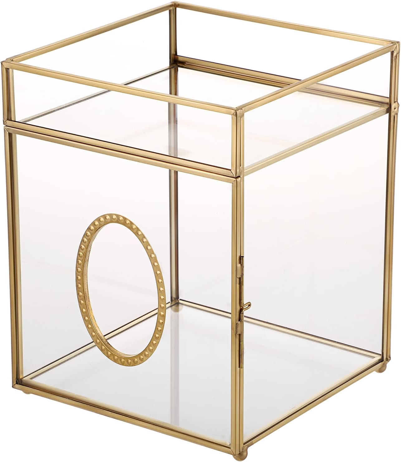 SUMTree Gold Glass Tissue Box Holder with Beauty Makeup Organizer Tray Multi-functional Napkin Cover Box for Home Dresser Bedside Cupboard Office Desk