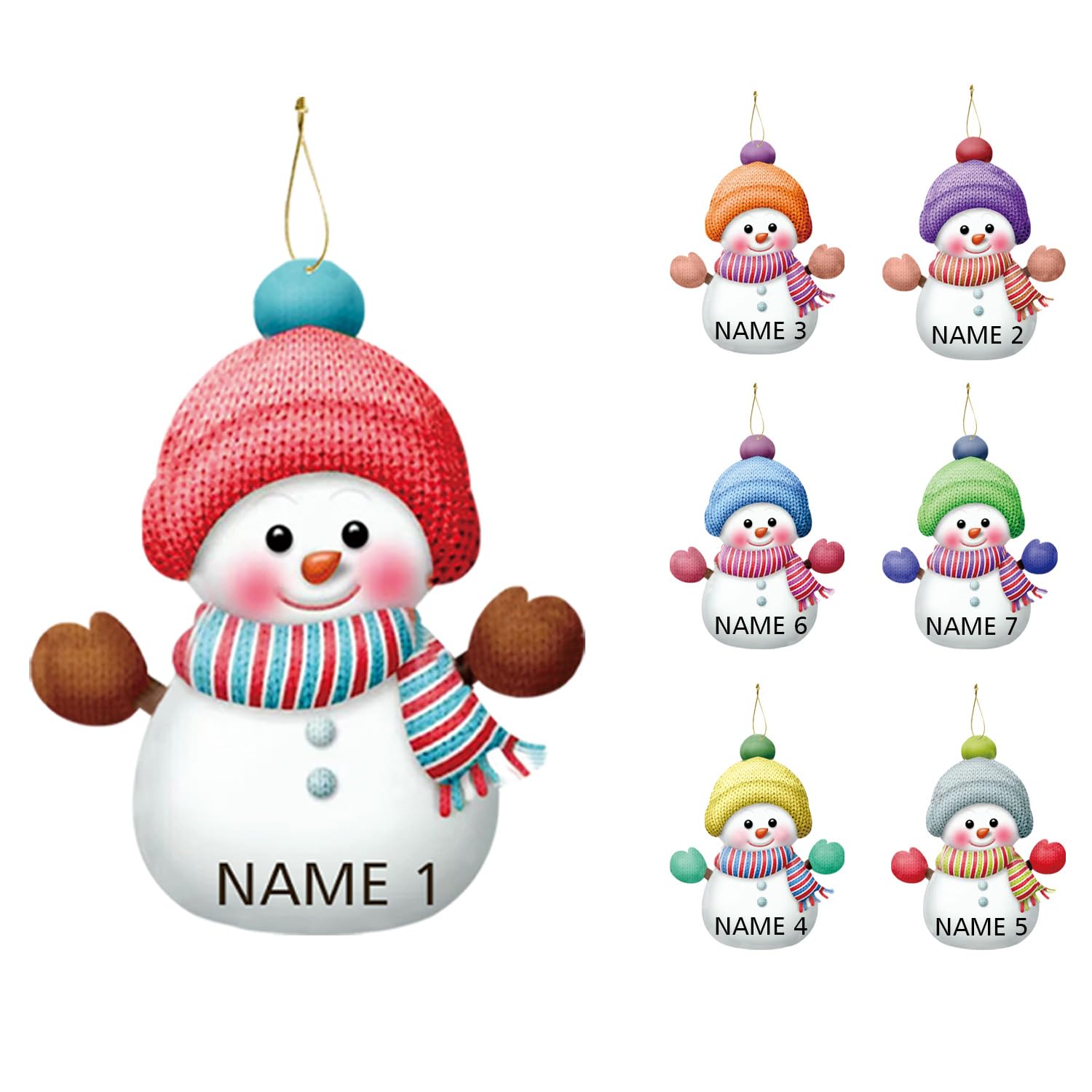 PSUNEY Personailised Christmas Hanging Ornaments with Name Text Tree Customized Decorations Acrylic Christmas Tree Décor Pendants Gifts for Family Stocking 26 Letters Snowman Accessories