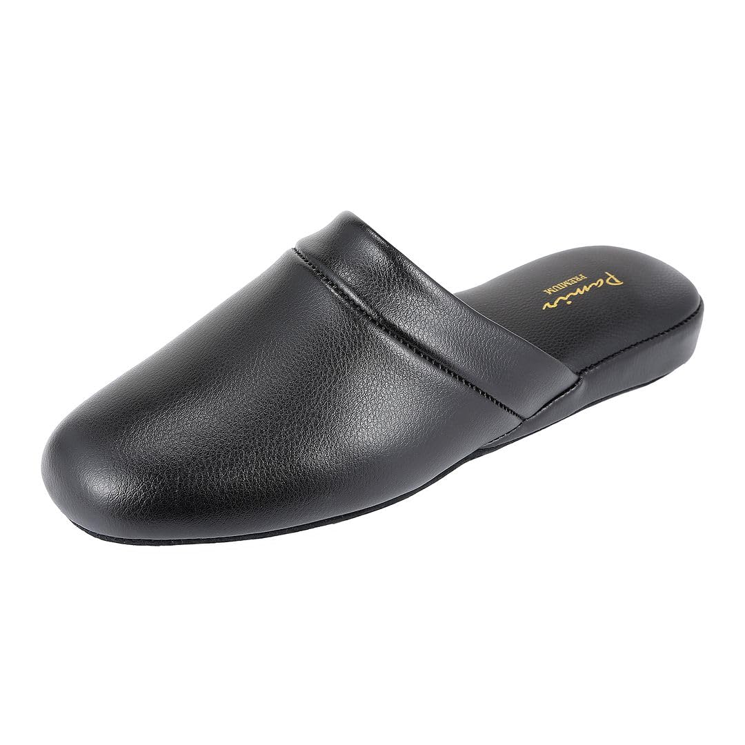 Pamir Pantoufles en cuir véritable pour homme avec semelle intérieure en mousse à mémoire de forme et semelle extérieure en cuir. Taille US 9 large