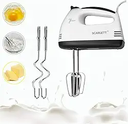 Mini Batedeira Elétrica 110V 260W com 7 Velocidades | Batedores de Aço Inox para Massas, Bolos e Claras – Portátil, Compacta e Potente