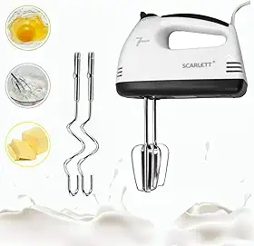 Mini Batedeira Elétrica 110V 260W com 7 Velocidades | Batedores de Aço Inox para Massas, Bolos e Claras – Portátil, Compacta e Potente