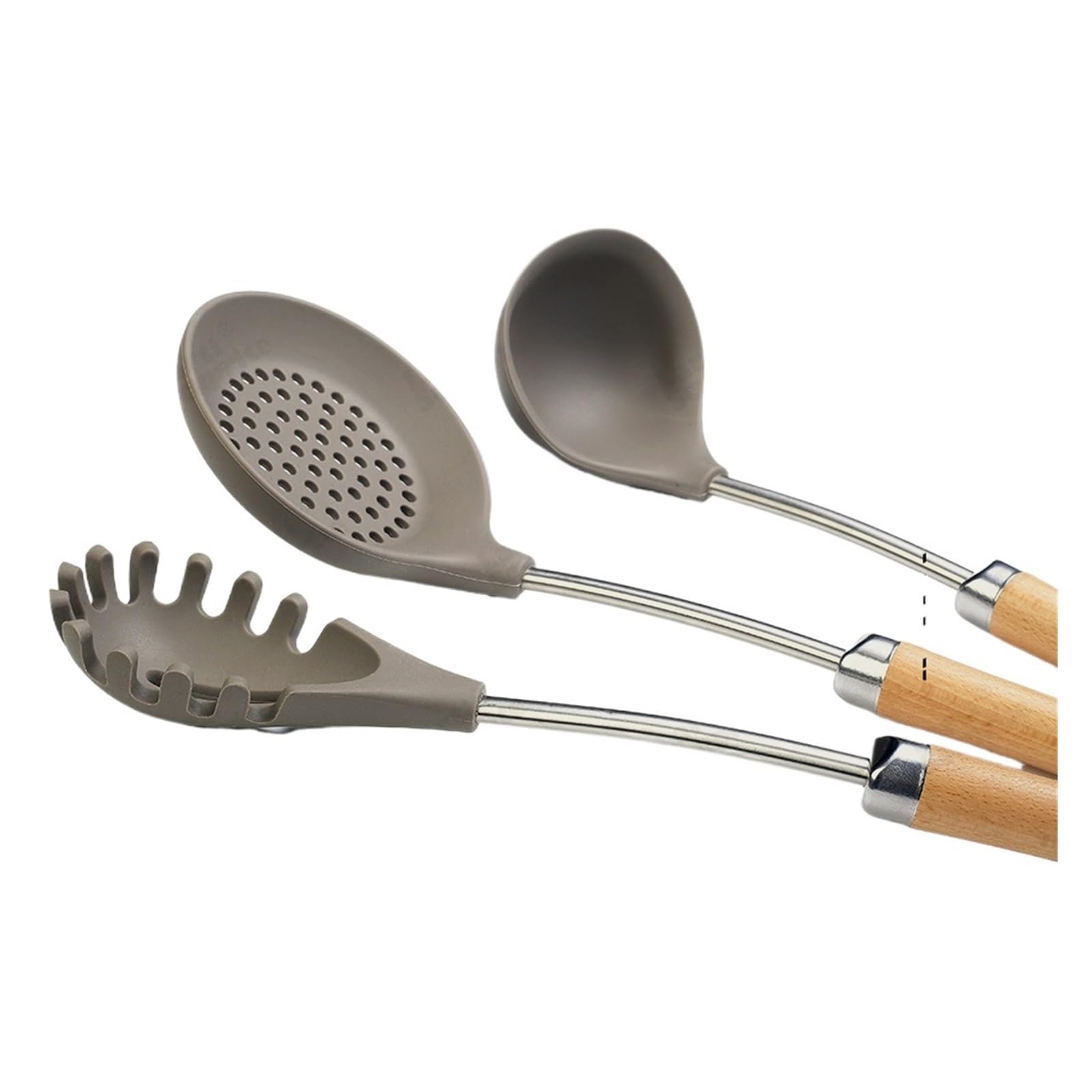 Juego de utensilios cocina con mango madera, espátula resistente al calor, cuchara, accesorios antiadherentes(K05)