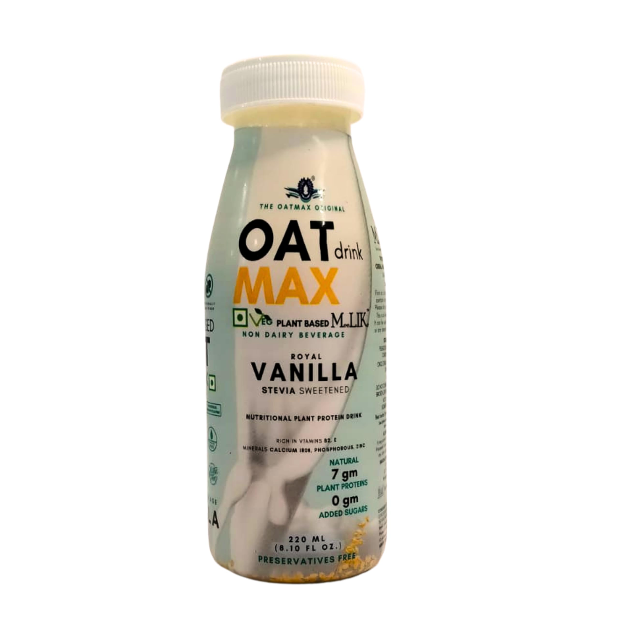 OATMAX Oat Milk Vanilla 220 ml - Lactose-free, Stevia Sweetened, Preservatives-free, Plant based Milk Alternative (Vanilla, Pack of 6)
