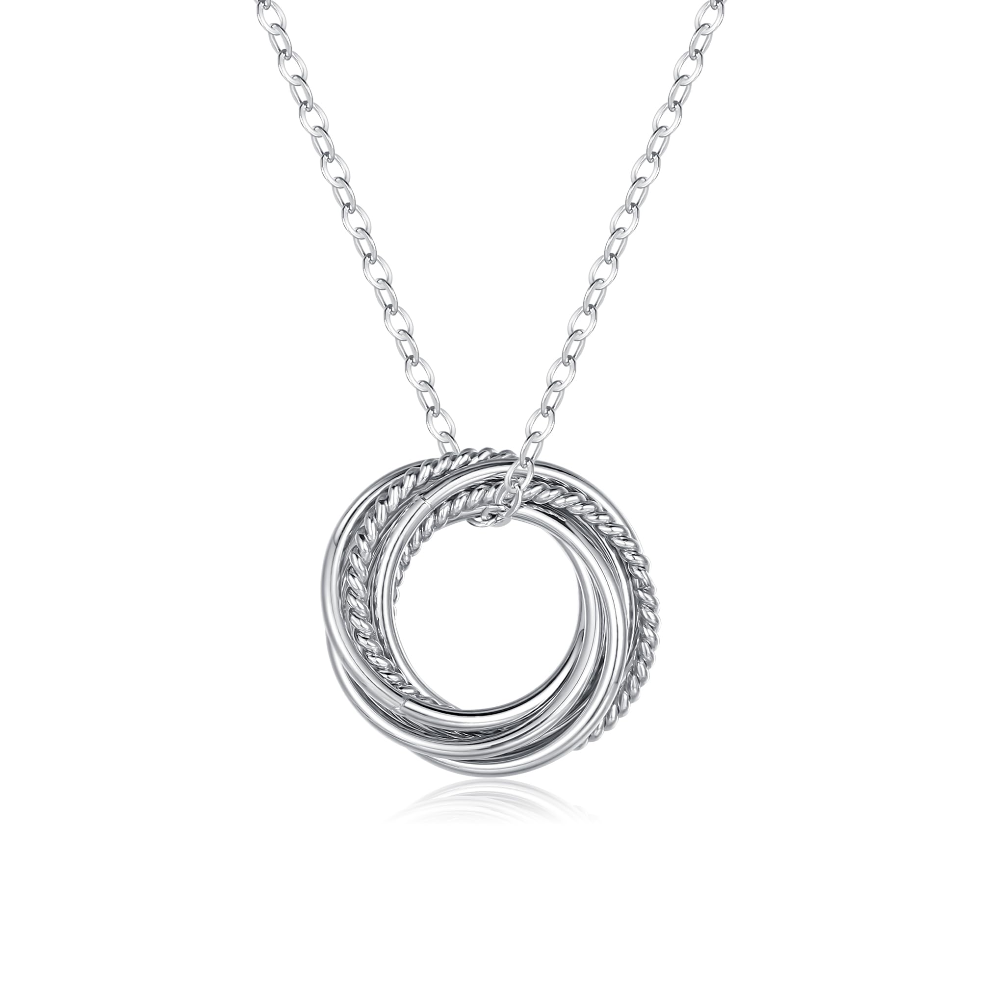 USEEDOVIA 30th 40th 50th 60th 70th Birthday Gifts for Women, 925 Sterling Silver Circle 3 4 5 6 7 Decades Birthday Necklace Birthday Jewelry Gift for