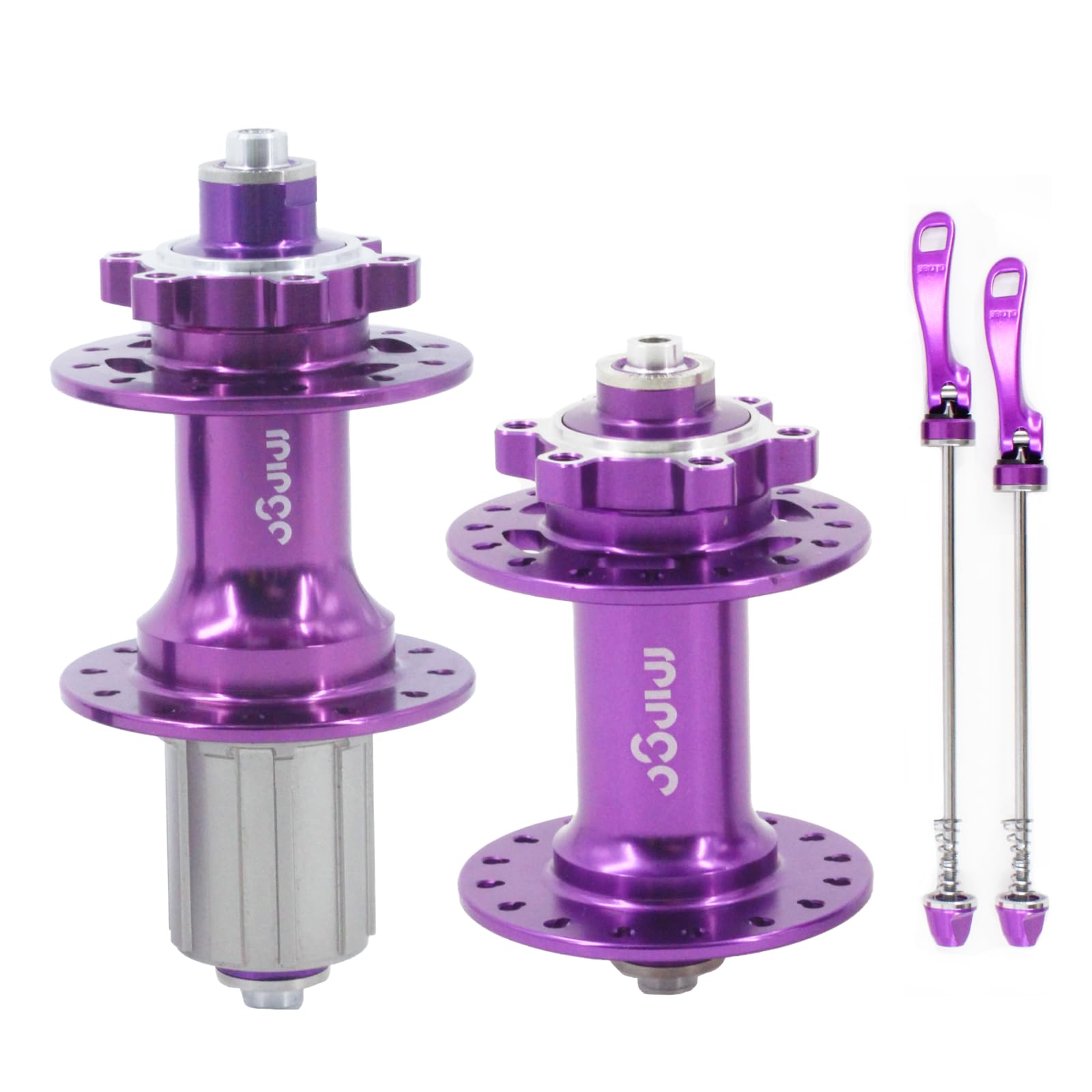 rningo Bike Hubs Disc Brake 32 Holes, Front Rear HG for 8/9/10/11/12 Speed?Quick Release Cassette Hub 4 Bearings 3 Claws 120 Clicks?Compatible for MTB/Road Bike Hubs (32H-Purple)