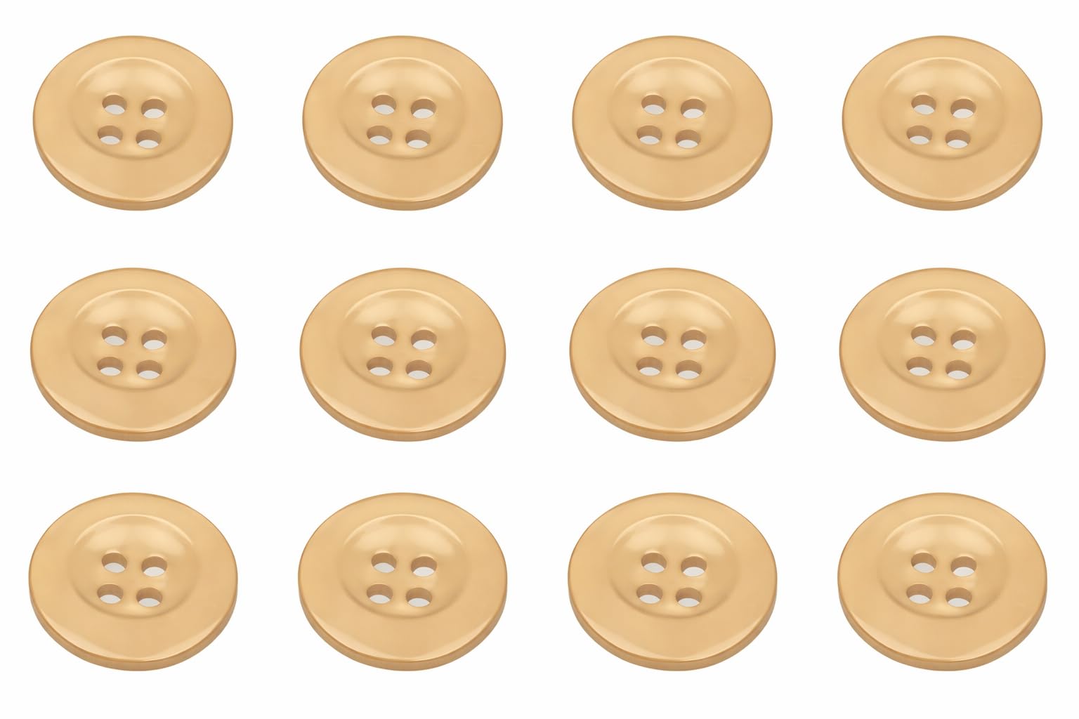 Pack of 12 Beige 17mm Round Sew On Plastic Buttons for Trouser Braces Suits Skirts Domed 4 Holes 27 Ligne