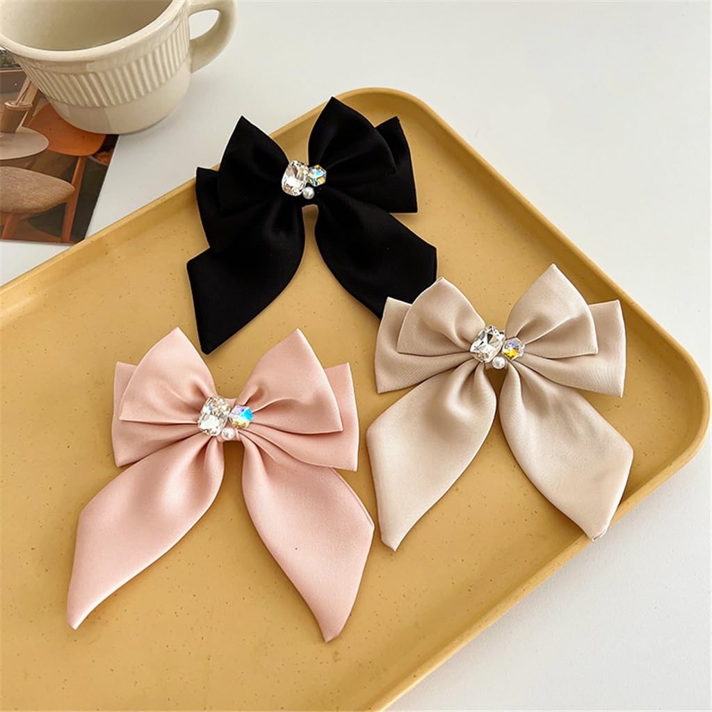 Sweet Lovely Fabric Hair Clip Edge Hairpin Temperament Hair Accessory for Women Daily Party Styling(Black)