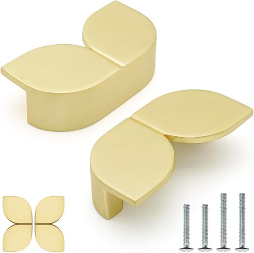 Paquete de 6 tiradores de gabinete de oro cepillado de 2.5 pulgadas2.520 in entre agujeros centrales de aleación de zinc macizo, manijas de latón