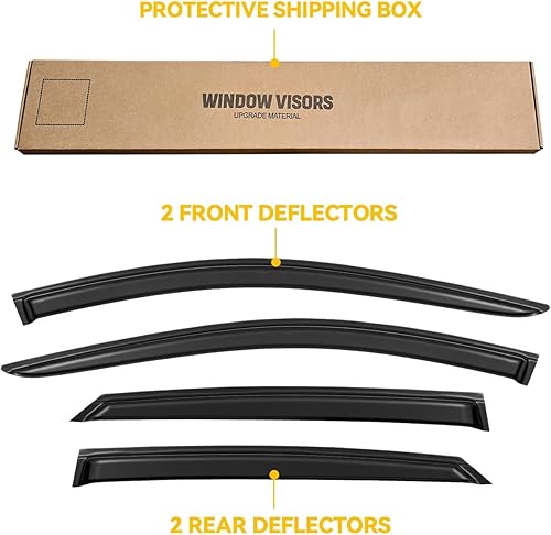 Miniatura 32 de Viseras de ventana para Toyota Camry 2007-2011, protectores de lluvia, deflector de ventilación, sombra humo oscuro 07 2008 2009 2010 11, con cinta