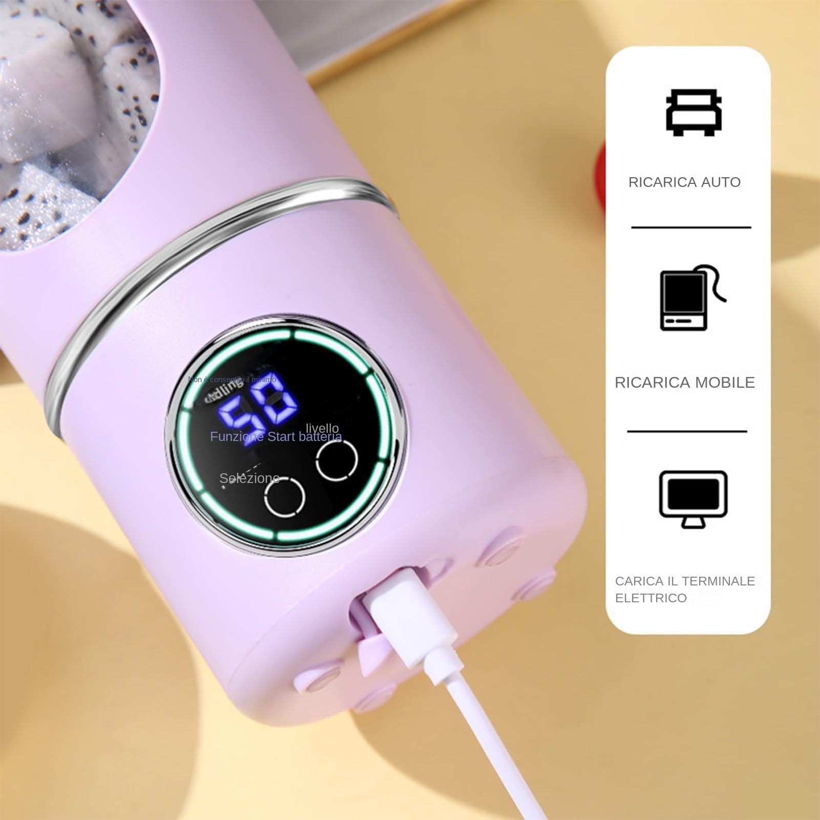 Frullatore Personale Frullatore a Batteria da 700ml Compatto per Frutta