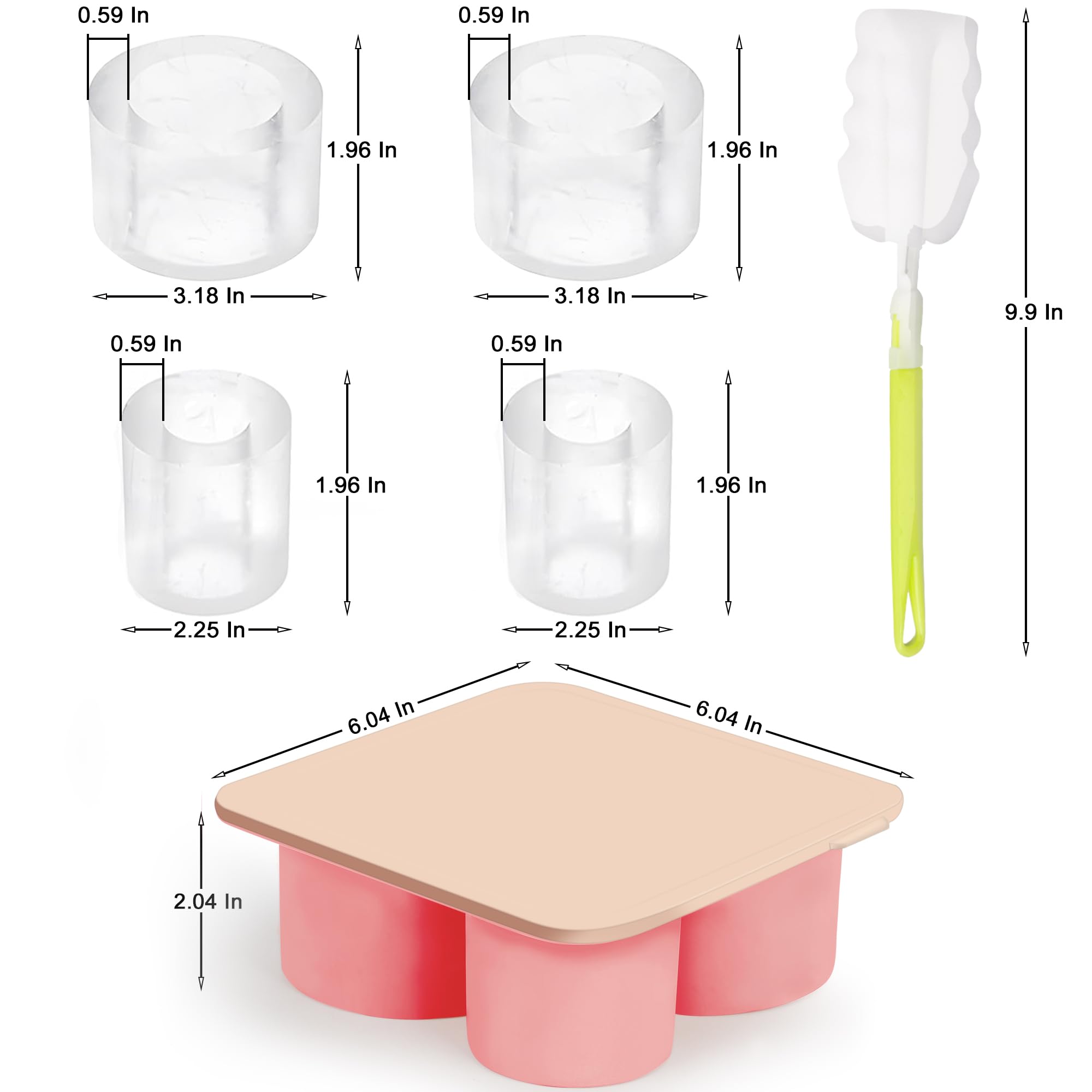 Molde Para Cubitos De Hielo Cilíndricos Huecos | 3 Unidades De Silicona | Para Tazas Stanley 20-40 Oz | Fácil Extracción