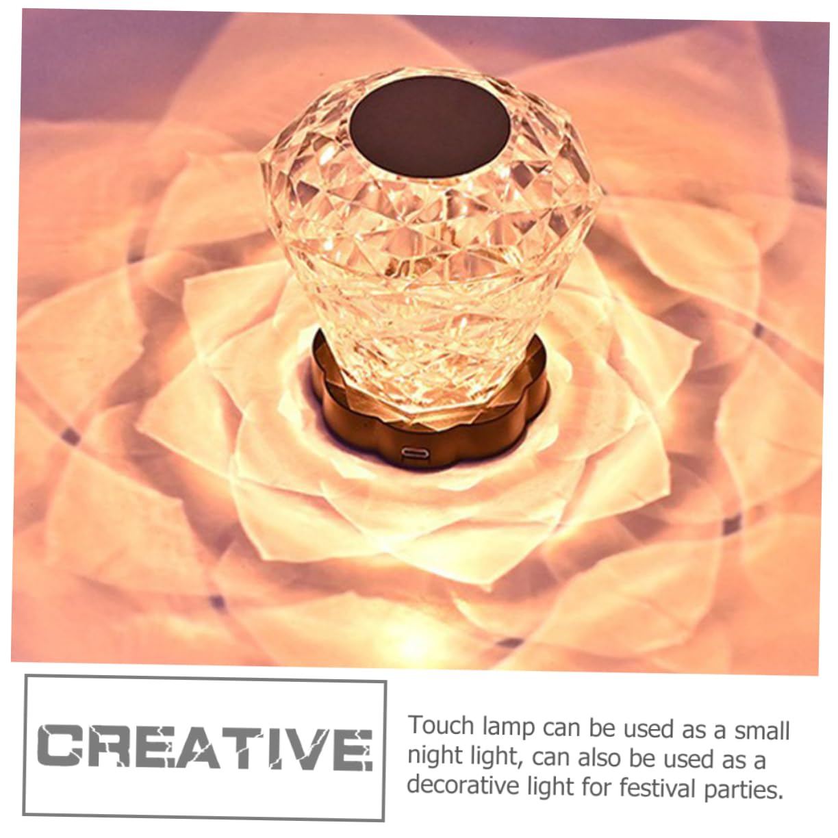 KKXXYQFC Lampada Diamond Night Light Lampada da scrivania Senza Fili Lampada Crystal Touch Lampada in Rosa Lampada da Tavolo Ricaricabile Luce Notturna Ricaricabile Batteria al Litio da 800 mAh Luce