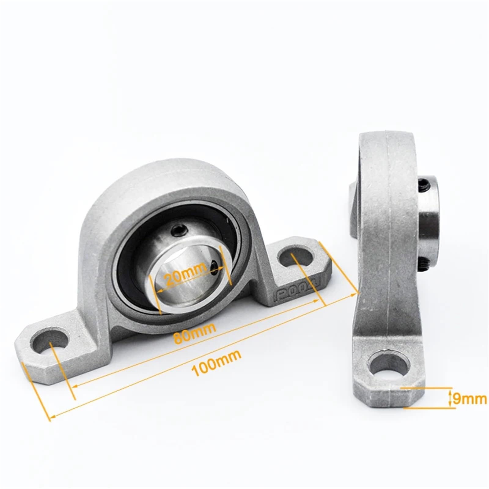 Cojinete de bloque de almohada de aleación de zinc de 20 mm de diámetro interior KP004 (2 piezas)