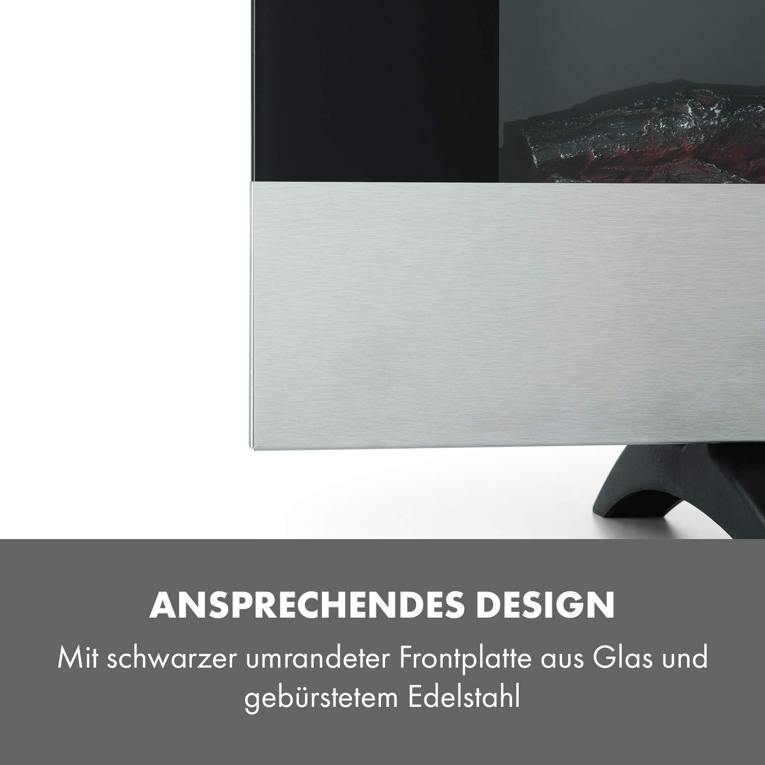 Klarstein Basel Elektrokamin - Heizlüfter mit 1000 oder 2000 Watt Heizleistung, 2 Heizstufen, LED-Flammenillusion in 7 Farben, Thermostat, Stand- oder Wandmontage, Wochentimer, schwarz