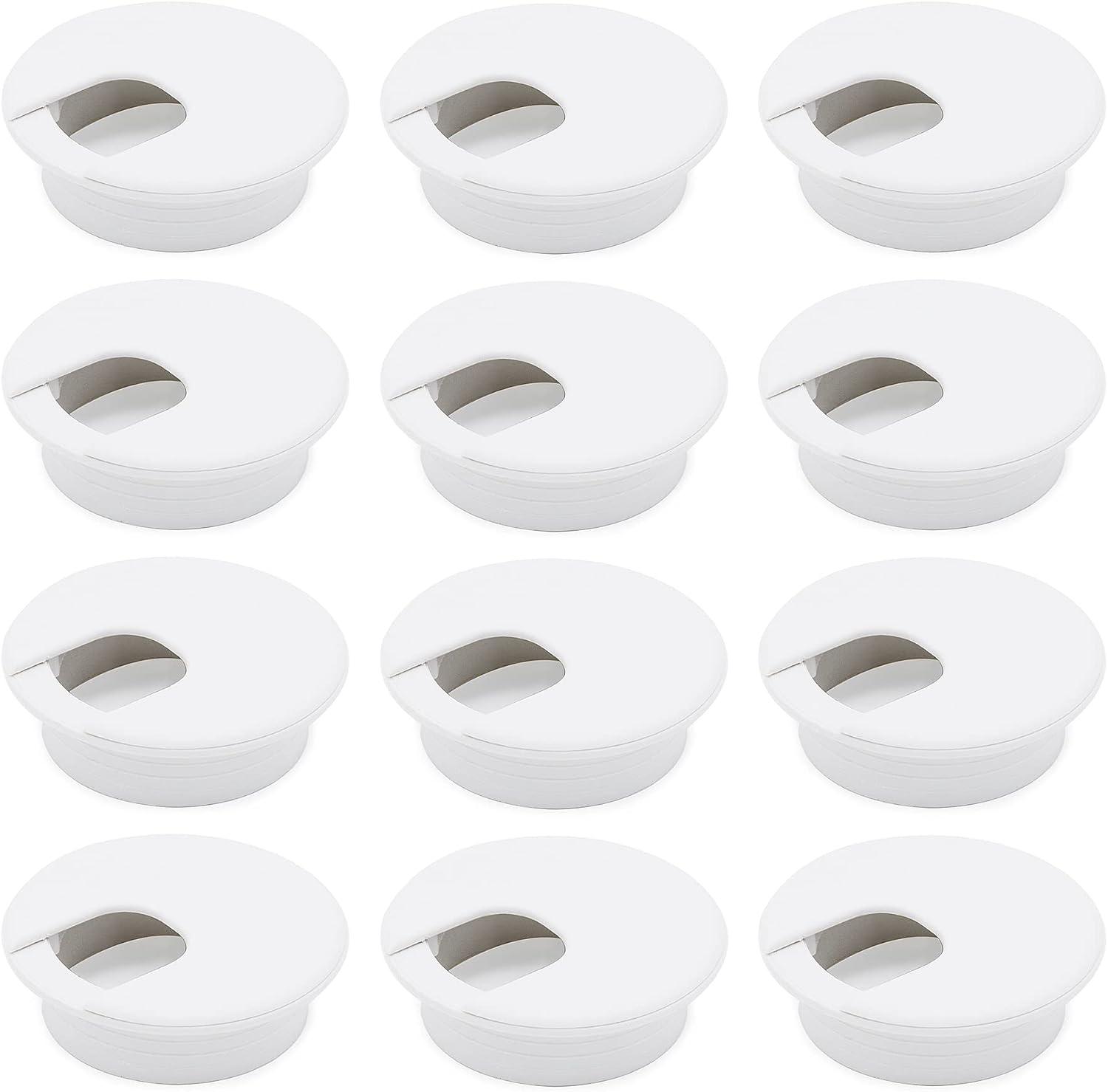12 Pack 2 Inch Desk Grommet Kit Wire Cable Hole Cover Organizer Plastic Cover for Office Cord Management (White)