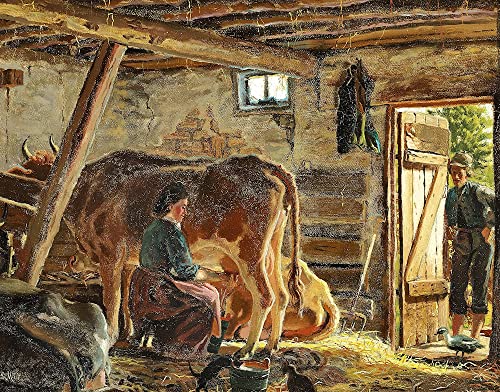 Toile d'art Peder In the stable 50x70 cm avec texture premium et impression HD