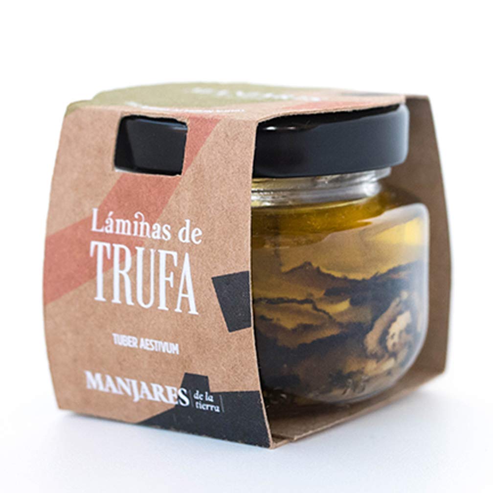 Láminas de Trufa Negra Tuber Aestiuvum en Aceite de Oliva Virgen Extra del Bajo Aragón, Teruel. Producto de España -15 gr
