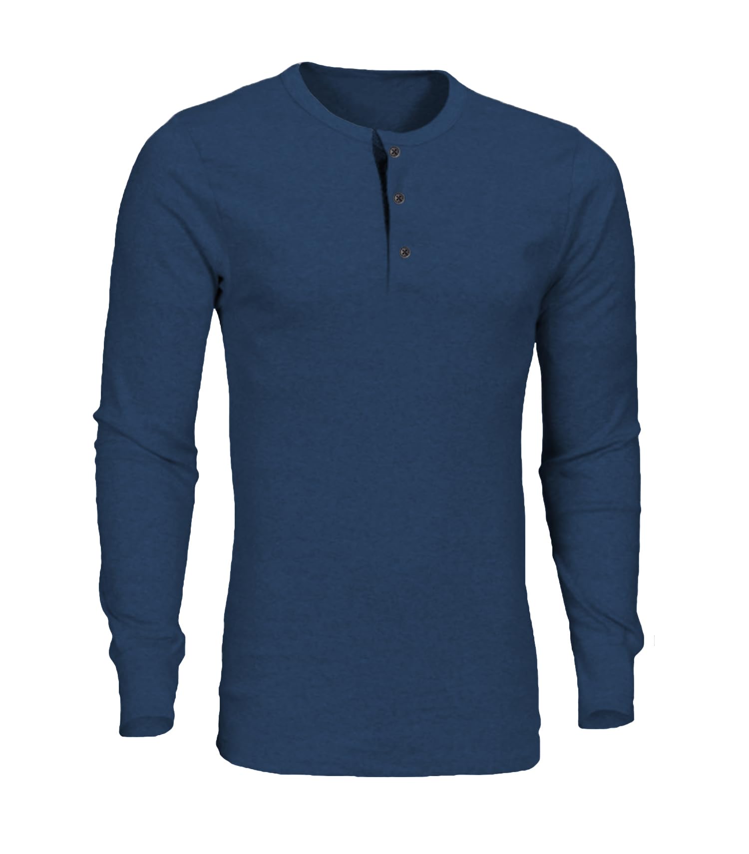 Mens Grandad Button Collar Long Sleeve Henley Shirt Tee Cotton Jersey Top
